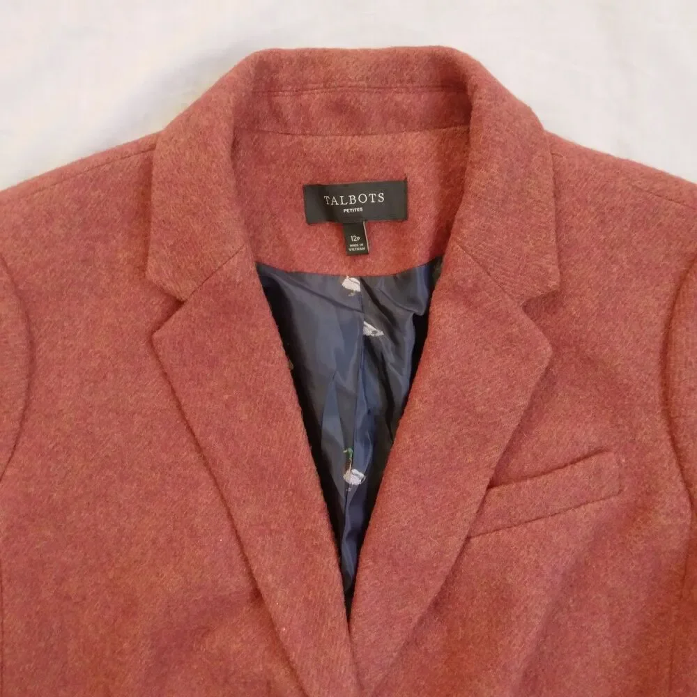 Talbots Blazer Jacket Rust Wool Blend Boho Preppy Women's Size 12P - Picture 7 of 13